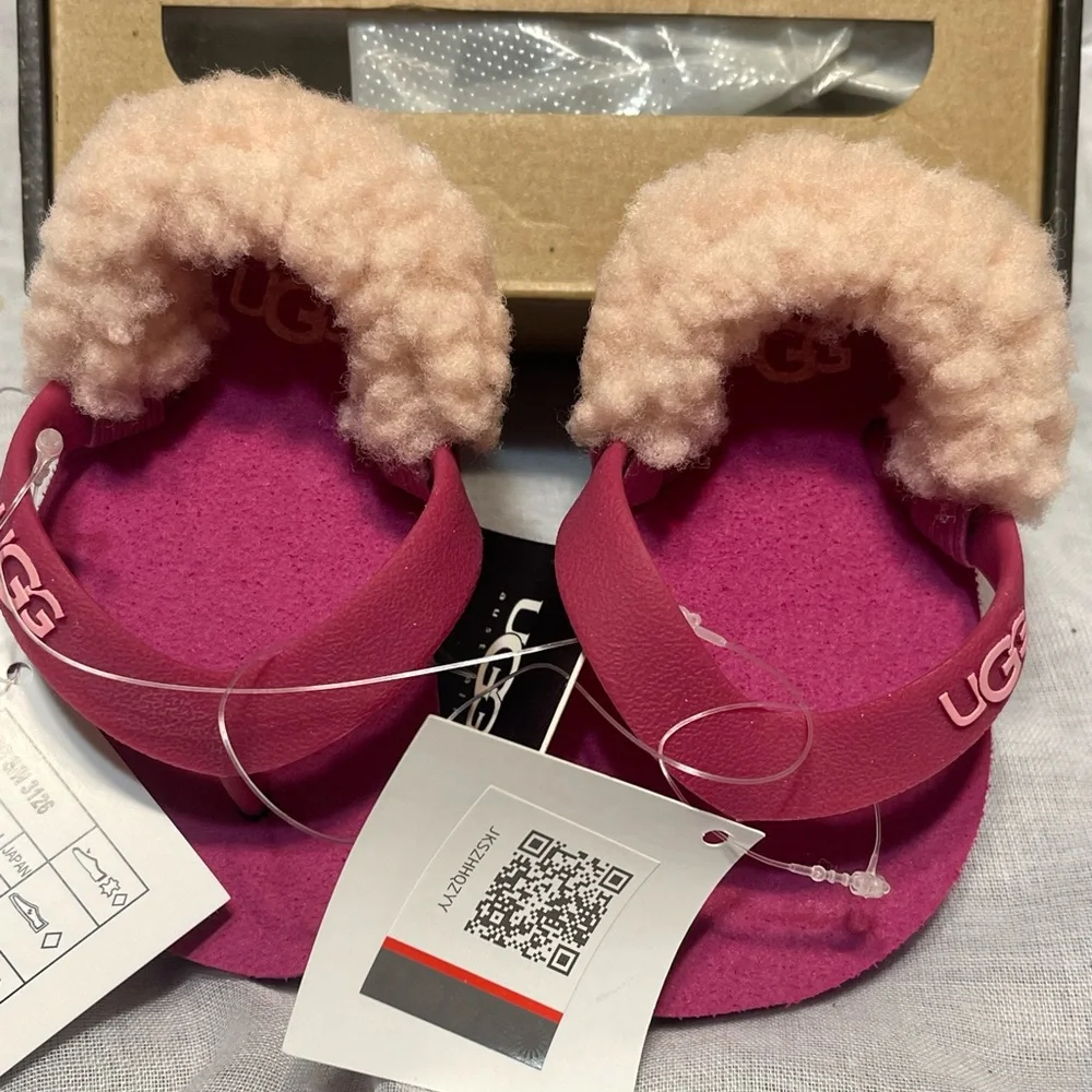 NOR Kids Pink Fluffy Sandals Size 2/3